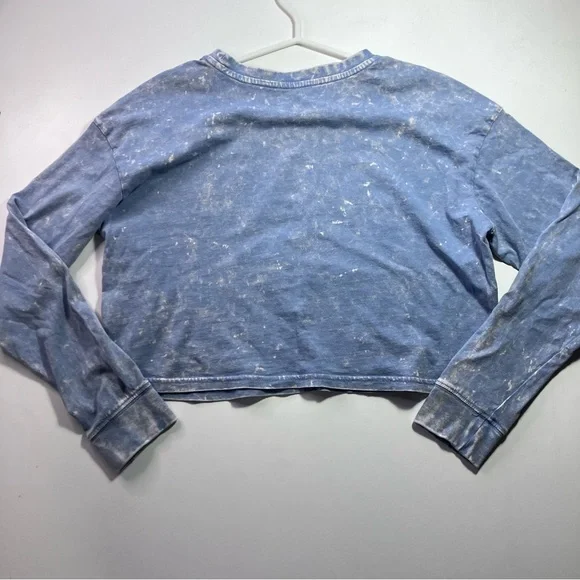 🤩Aeropostale Girls Cropped Malibu Long Sleeve Tee Blue Acid Wash 14/16 - Picture 5 of 5